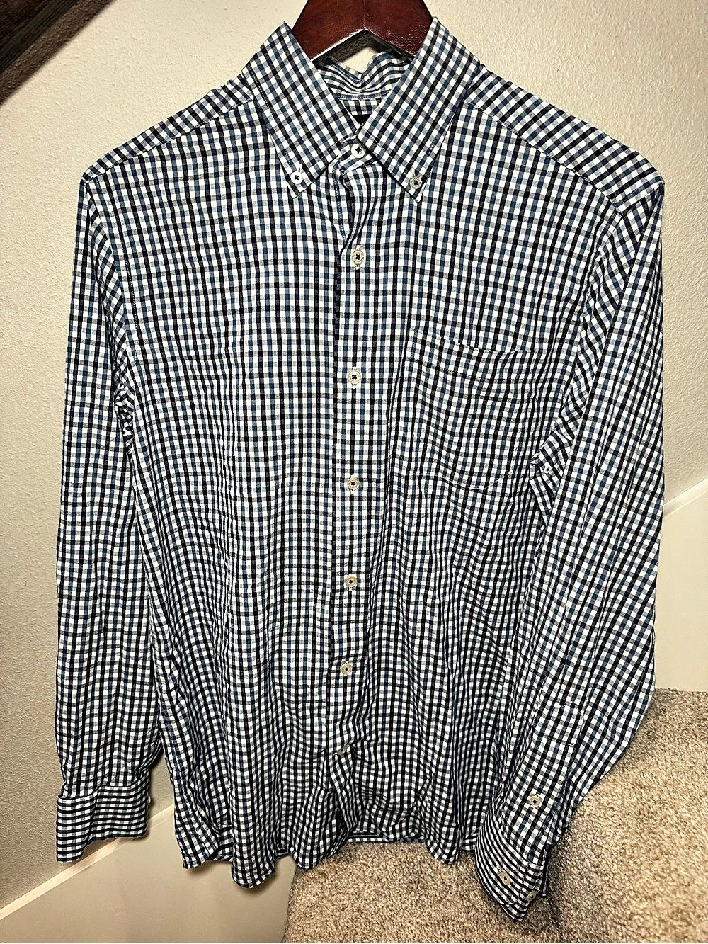 Southern Tide Men's Gingham Button Down Blue & White Small Like New